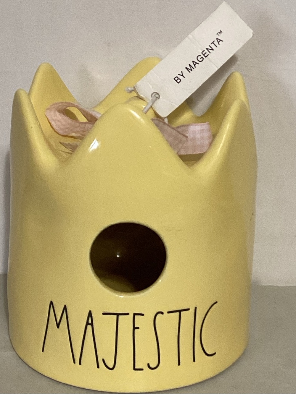 Rae Dunn Yellow "MAJESTIC" Ceramic Crown Accent